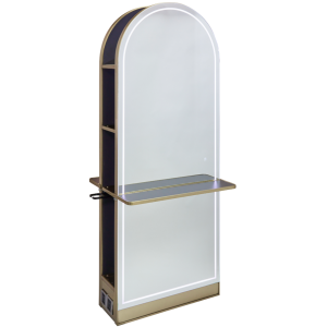 Charcoal & Gold Arched Salon Island Unit with Storage by SEC