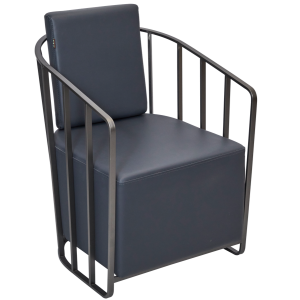 Midnight Blue & Graphite Caged Waiting Chair by SEC