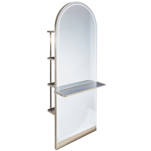 Champagne Gold Arched Styling Unit with Storage and Shelf by SEC