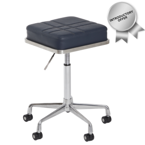 Silver & Navy Square Salon Stool by SEC