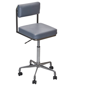 Steel Grey & Graphite Salon Stool with Backrest by SEC