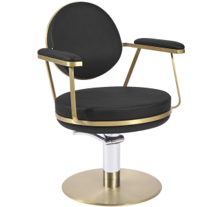 Black & Gold Luxe Round Salon Styling Chair by SEC