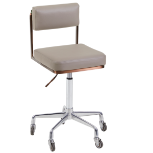 Copper & Mushroom Square Salon Stool with Backrest by SEC