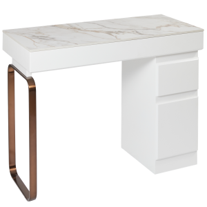 The Maia Nail Desk with White Gold Stone Top - Copper & White by SEC
