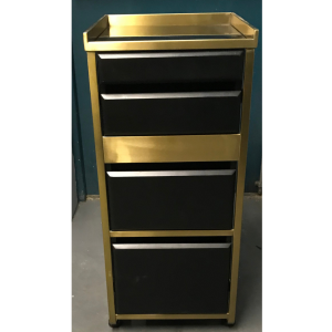 CL26H- The Diamond Salon Trolley - Charcoal Black & Gold by SEC- CLEARANCE