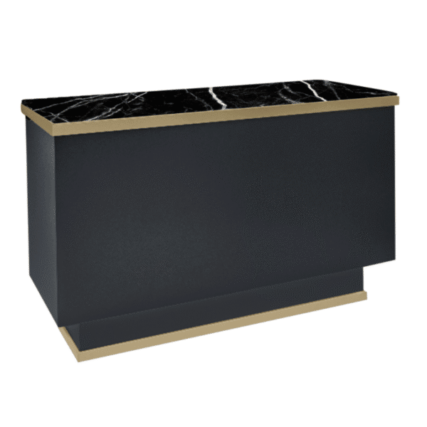 The Matrix Desk - Charcoal Black & Gold with Black Pattern Natural Stone Top by SEC