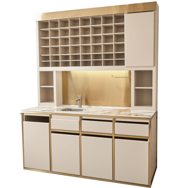 The Sandringham Colour Bar - Ivory & Gold with White Gold Natural Stone Top by SEC