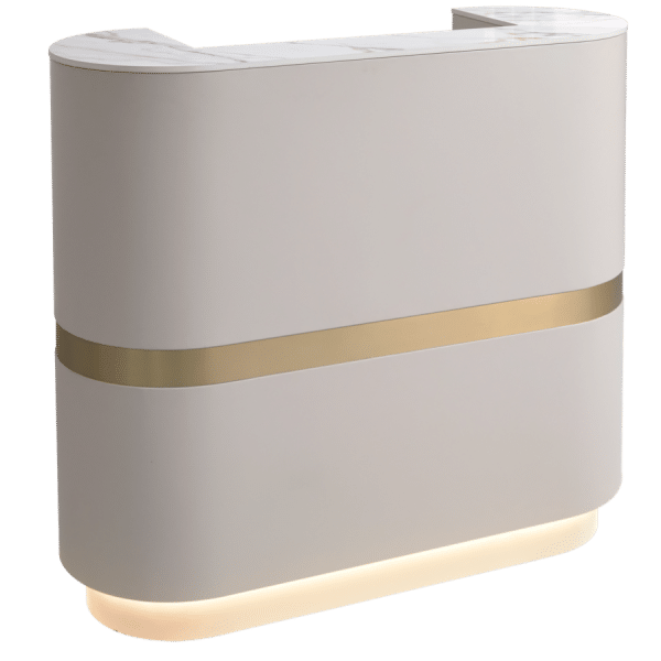 The Coco Desk - Ivory & Gold with White Gold Natural Stone Top by SEC