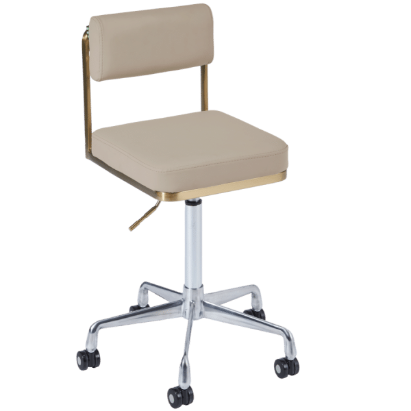 The Lotti Salon Stool with Backrest - Caramel & Gold by SEC
