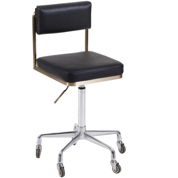 The Lotti Salon Stool with Backrest - Black & Gold by SEC