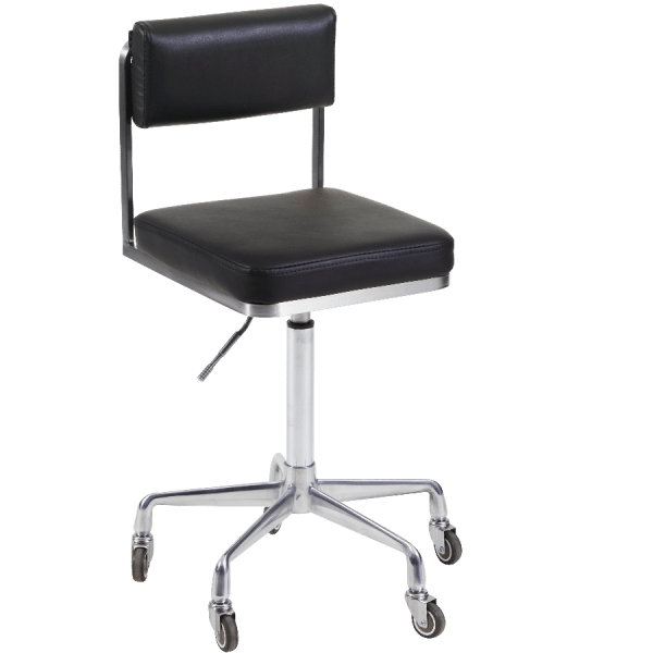 The Lotti Salon Stool with Backrest - Black & Silver by SEC