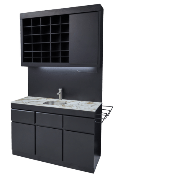 The Mayfair Colour Bar - Midnight Black with White Gold Natural Stone Top by SEC