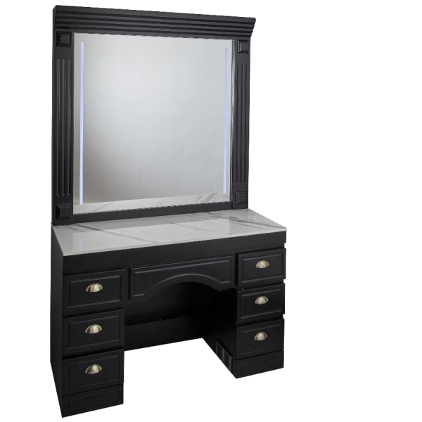 The Brazil Barber Unit - Black with White Pattern Natural Stone Top by BEC