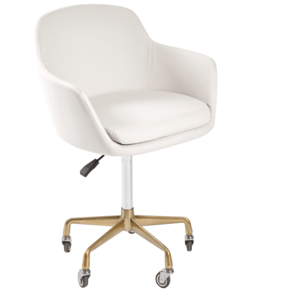The Sammi Salon Nail Tech Stool - White & Gold by SEC