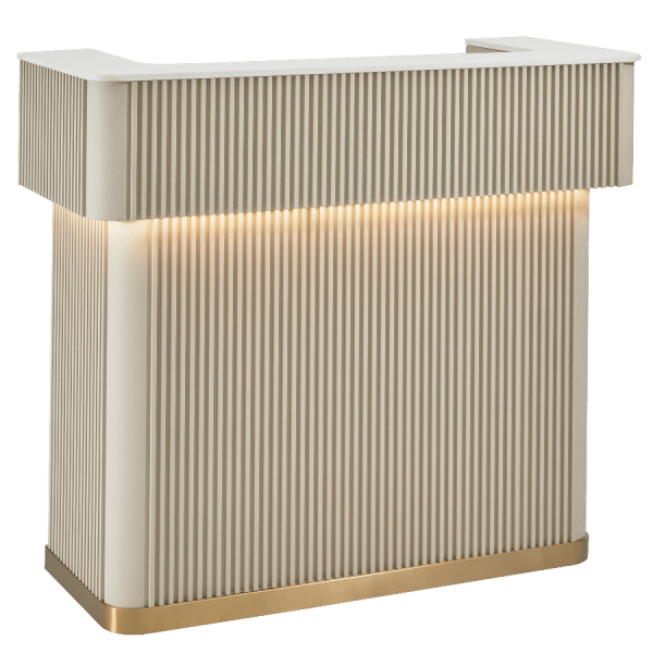 The Franklin Reception Desk - Ivory & Gold with White Stone Top by SEC