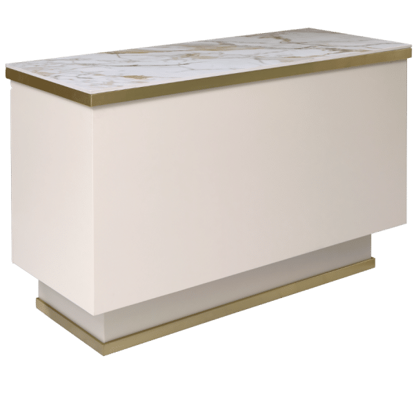 The Matrix Desk - Ivory & Gold with White Gold Pattern Natural Stone Top by SEC