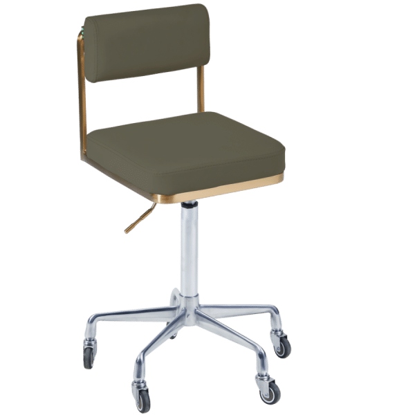 The Lotti Salon Stool with Backrest - Khaki & Gold by SEC