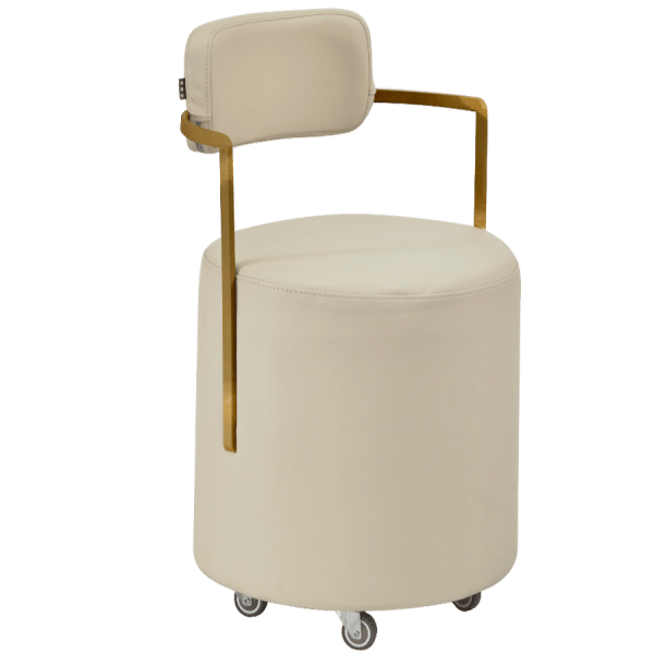 The Cami Salon Stool with Arms - Ivory & Gold by SEC