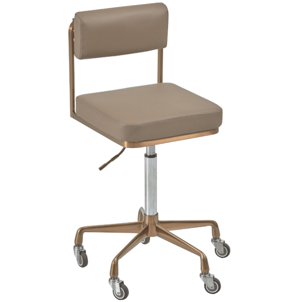 The Lotti Salon Stool with Backrest - Mocha & Copper by SEC
