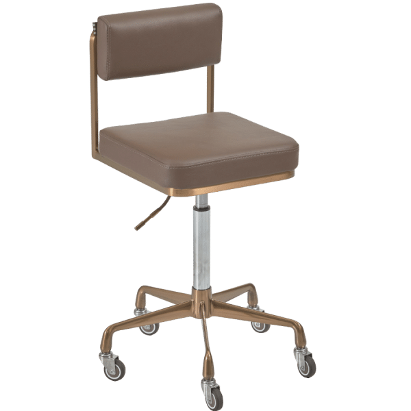 The Lotti Salon Stool with Backrest - Walnut & Copper by SEC