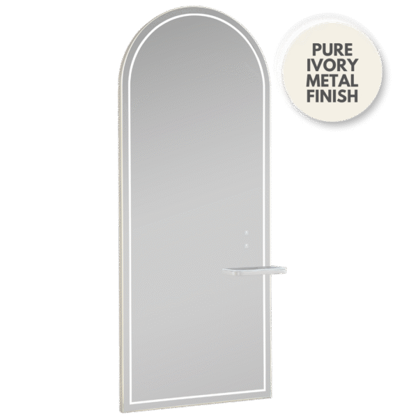 The Paris Arched Salon Mirror with Shelf - Pure Ivory by SEC