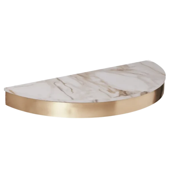 The Bali Salon Styling Shelf - Gold with White Gold Natural Stone Top