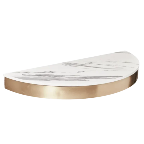 The Bali Salon Styling Shelf - Gold with White Pattern Natural Stone Top