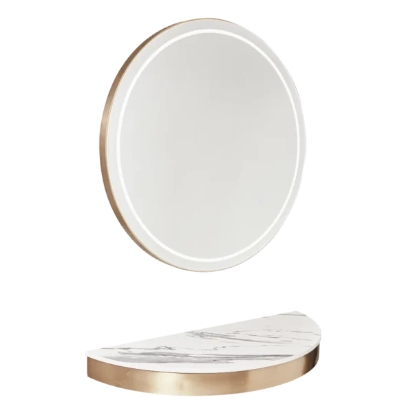 The Bali Salon Styling Unit - Gold with White Pattern Natural Stone Top