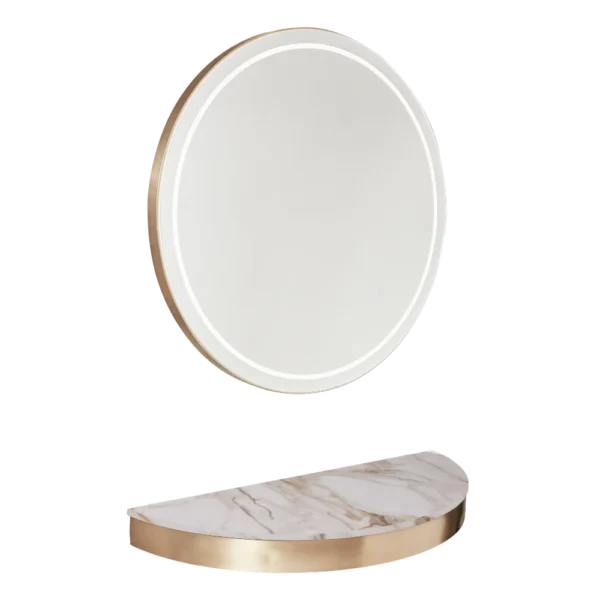 The Bali Salon Styling Unit - Gold with White Gold Natural Stone Top