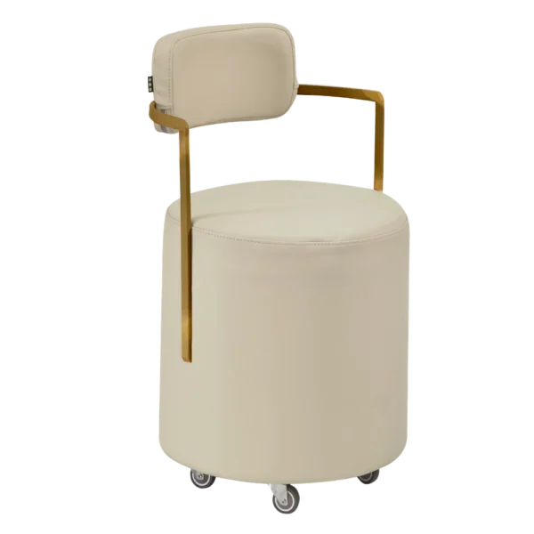 The Cami Salon Stool with Arms - Ivory & Gold