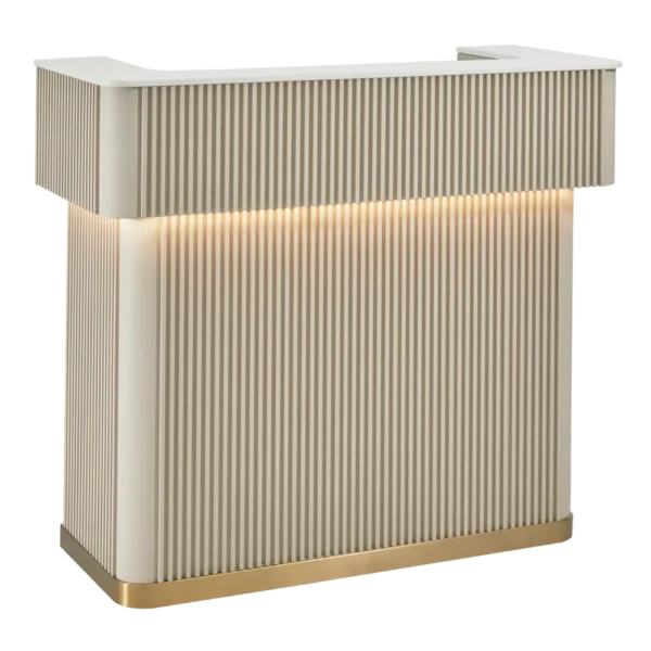 The Franklin Reception Desk - Ivory & Gold with White Stone Top