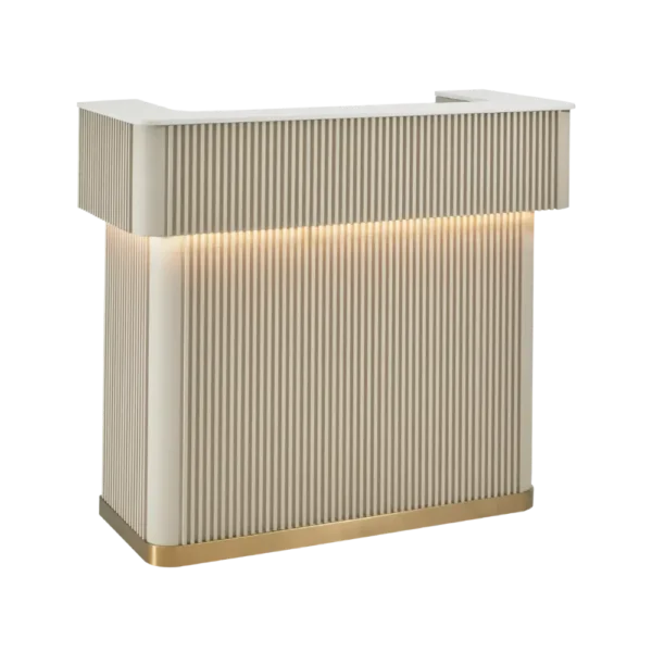 The Franklin Reception Desk - Ivory & Gold with White Stone Top