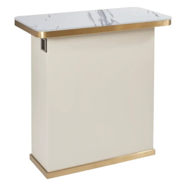 The Isla Make Up Table - Ivory & Gold with White Pattern Natural Stone Top
