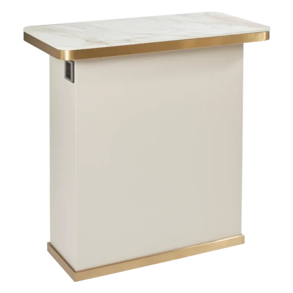 The Isla Make Up Table - Ivory & Gold with White Gold Natural Stone Top