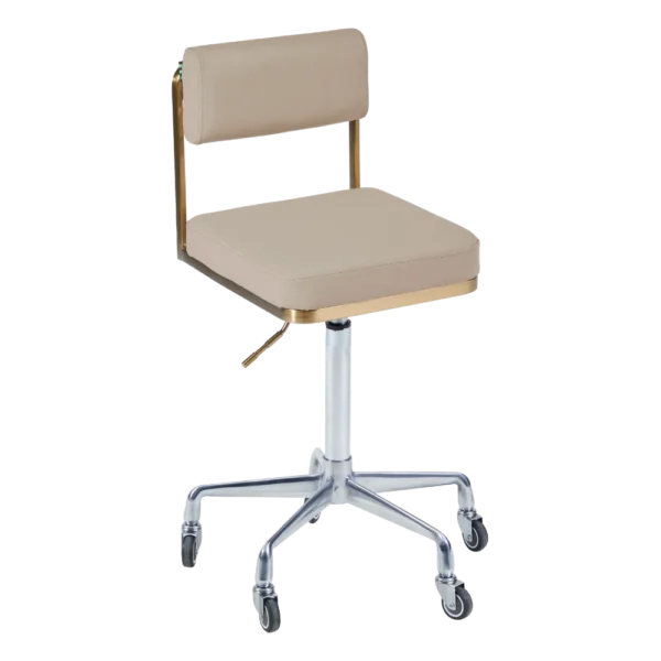 The Lotti Salon Stool with Backrest - Caramel & Gold