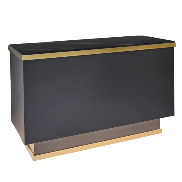The Matrix Desk - Charcoal Black & Gold with Black Pattern Natural Stone Top