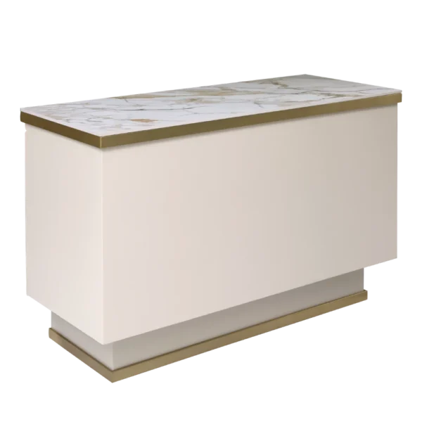 The Matrix Desk - Ivory & Gold with White Gold Pattern Natural Stone Top