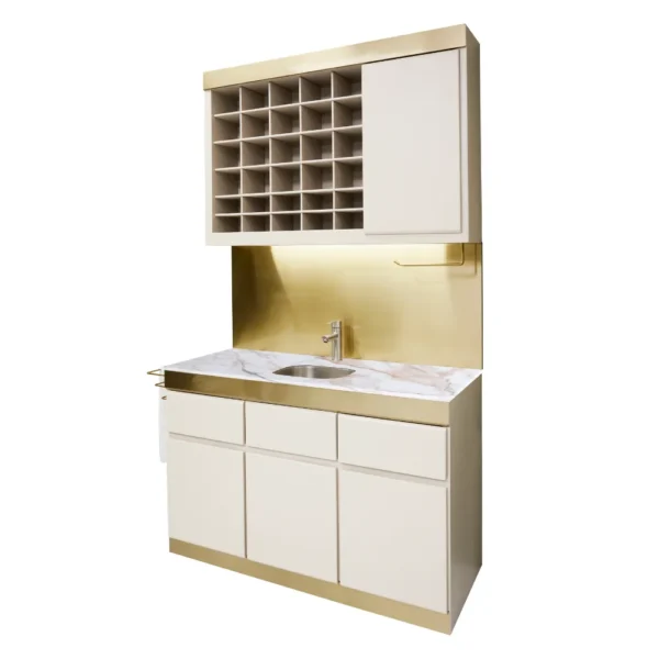 The Mayfair Colour Bar - Ivory & Gold with White Gold Pattern Natural Stone Top
