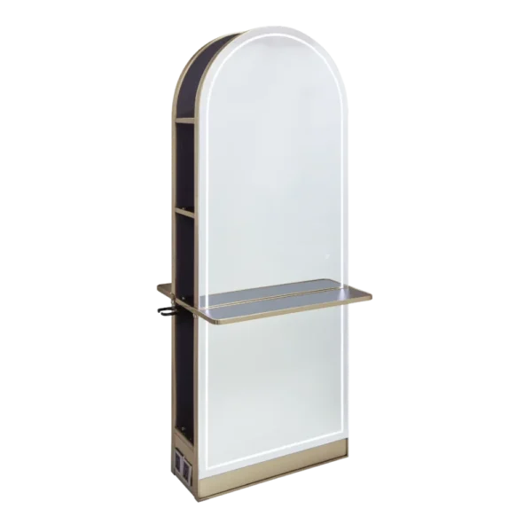 The Milan Salon Island Unit with Storage - Gold