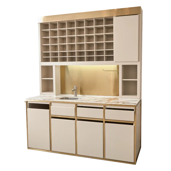 The Sandringham Colour Bar - Ivory & Gold with White Gold Natural Stone Top