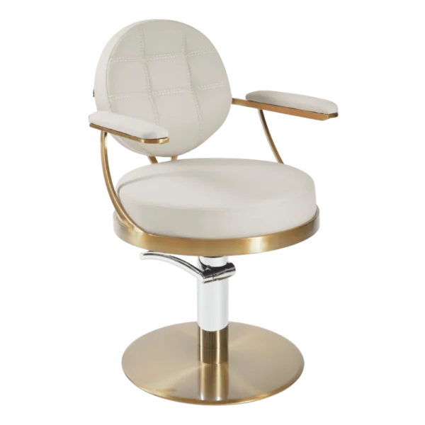 The Tulip Salon Styling Chair - Ivory & Gold