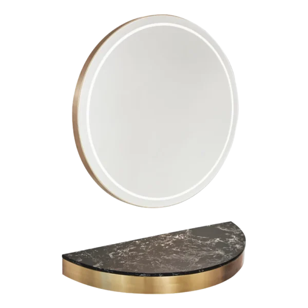 The Bali Salon Styling Unit - Gold with Black Pattern Natural Stone Top