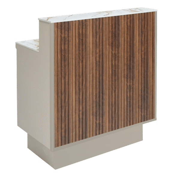 The Westwood Desk - Wood Pattern Finish with White Gold Natural Stone top by SEC