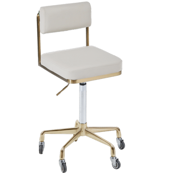 The Lotti Salon Stool with Backrest - Ivory & Gold by SEC