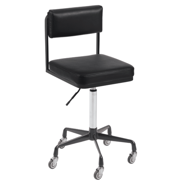 The Lotti Salon Stool with Backrest - Midnight Black by SEC