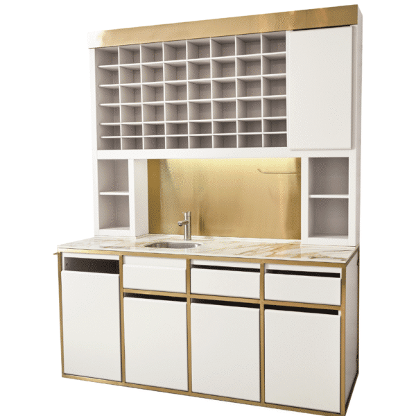 The Sandringham Colour Bar - White & Gold with White Gold Natural Stone Top by SEC