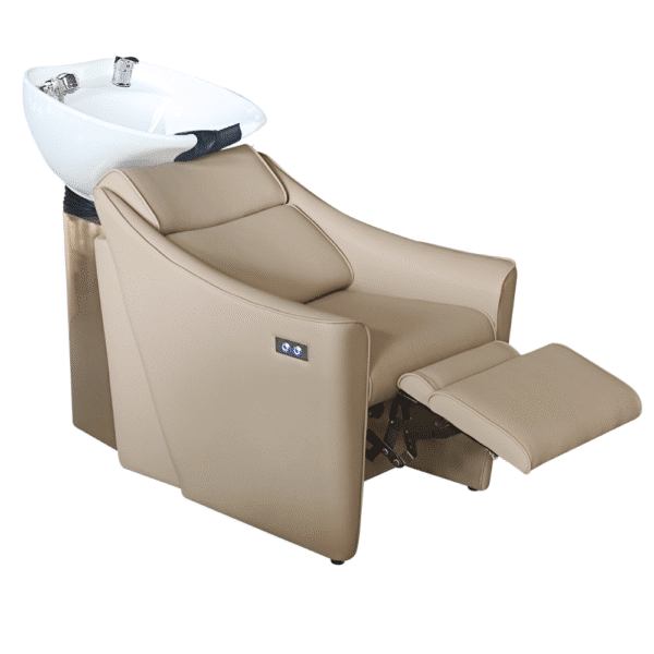 The Alix Electric Salon Backwash Unit with Legrest - Caramel & Gold by SEC