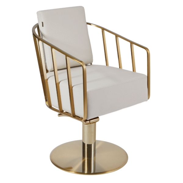 The Willow Salon Styling Chair - Ivory & Gold with Gold Pump by SEC