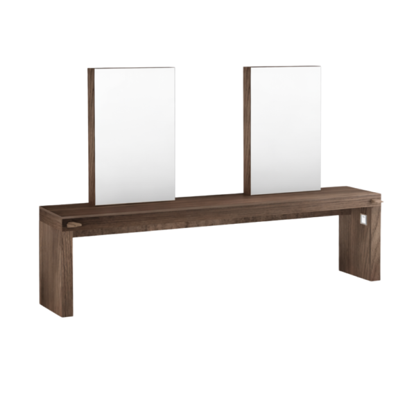 The Romi 2 Position Wall Mounted Salon Styling Unit - Wood Finish by SEC