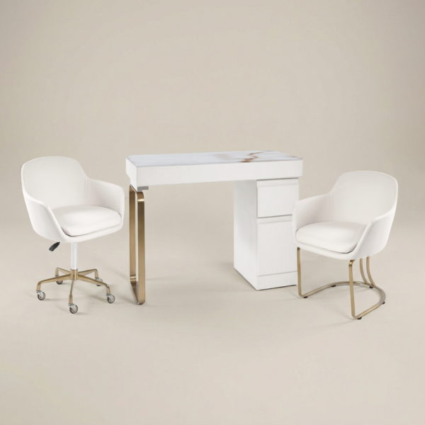 The Maia Nail Desk Package - White & Gold by SEC